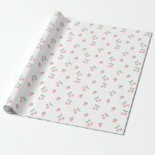 roze aardbeienplant esthetisch patroon cadeaupapier (Uitgerold)