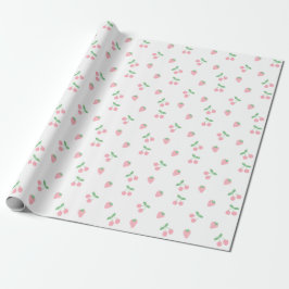  roze aardbeienplant esthetisch patroon cadeaupapier