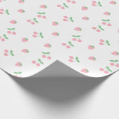 roze aardbeienplant esthetisch patroon cadeaupapier (Hoek)