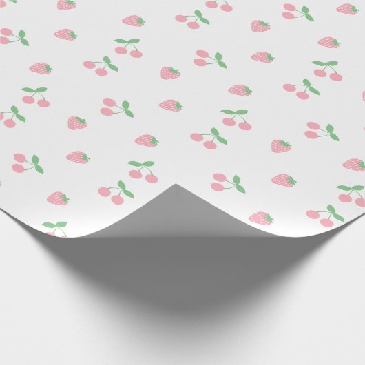  roze aardbeienplant esthetisch patroon cadeaupapier (Hoek)