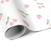 roze aardbeienplant esthetisch patroon cadeaupapier (Rol Hoek)