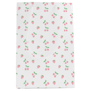  roze aardbeienplant esthetisch patroon medium cadeauzakje