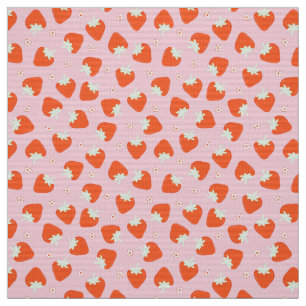 Roze aardbeienprint stof