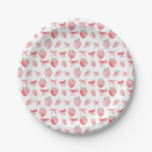 Roze aardbeienslint inpakpapier Coquette Papieren Bordje