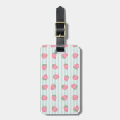 Roze aardbeienstrepen bagagelabel (Voorkant verticaal)