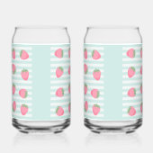 Roze aardbeienstrepen blikvorm glas (Links)