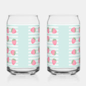 Roze aardbeienstrepen blikvorm glas (Rechts)