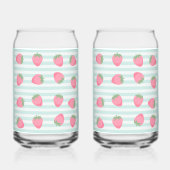 Roze aardbeienstrepen blikvorm glas (Achterkant)