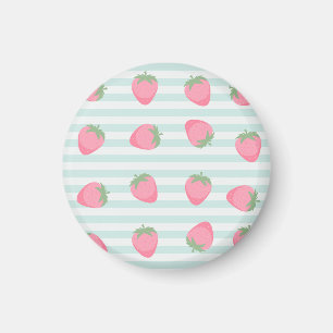 Roze aardbeienstrepen magneet