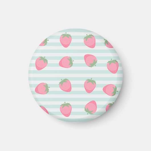 Roze aardbeienstrepen magneet (Voorkant)