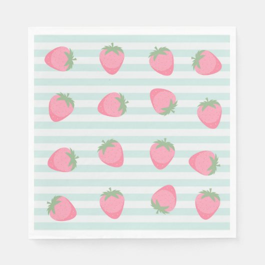 Roze aardbeienstrepen servet (Voorkant)