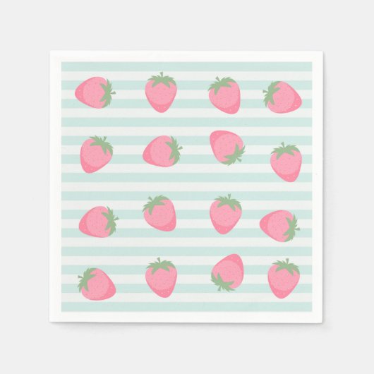 Roze aardbeienstrepen servet (Voorkant)