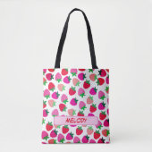 Roze aardbeienveld tropisch zomerfruit natuur tote bag (Voorkant)