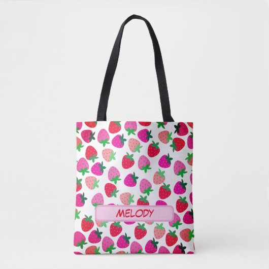 Roze aardbeienveld tropisch zomerfruit natuur tote bag (Voorkant)