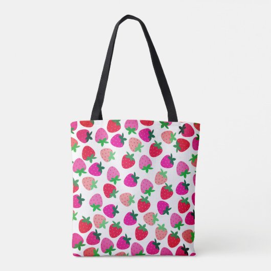 Roze aardbeienveld tropisch zomerfruit natuur tote bag (Achterkant)