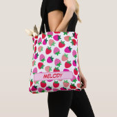 Roze aardbeienveld tropisch zomerfruit natuur tote bag (Dichtbij)