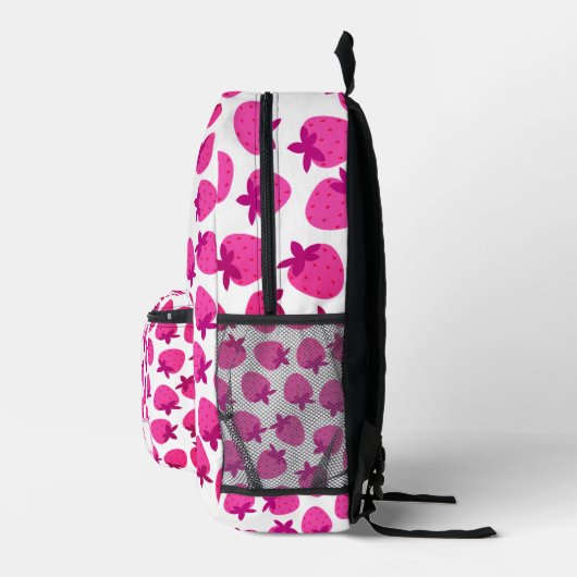 roze aardbeienveld zomer natuur fruit initiaal bedrukte rugzak (Rechts)