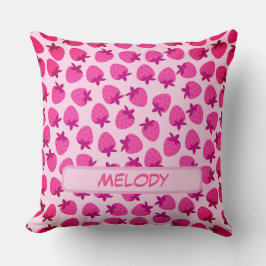 roze aardbeienveld zomer natuur fruit initiaal kussen