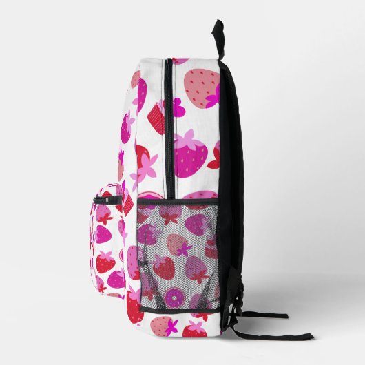 Roze Aardbeienveld Zomer natuur Tropisch fruit Bedrukte Rugzak (Rechts)