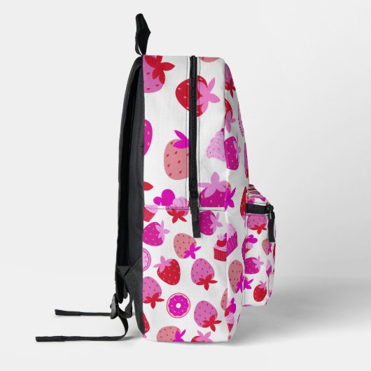 Roze Aardbeienveld Zomer natuur Tropisch fruit Bedrukte Rugzak (Links)