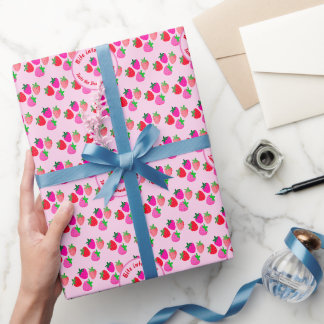 roze aardbeienveld zomerbakkerij natuur fruit cadeaupapier