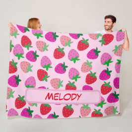 roze aardbeienveld zomerbakkerij natuur fruit fleece deken