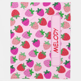 roze aardbeienveld zomerbakkerij natuur fruit fleece deken