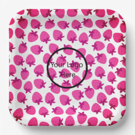 roze aardbeienveld zomerbakkerij natuur fruit papieren bordje