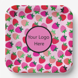 roze aardbeienveld zomerbakkerij natuur fruit papieren bordje