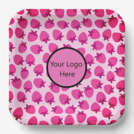 roze aardbeienveld zomerbakkerij natuur fruit papieren bordje