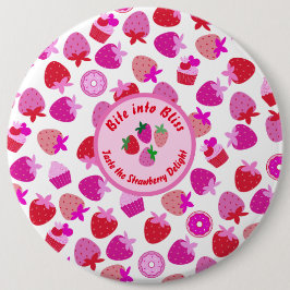 roze aardbeienveld zomerbakkerij natuur fruit ronde button 6,0 cm