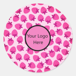 roze aardbeienveld zomerbakkerij natuur fruit ronde sticker