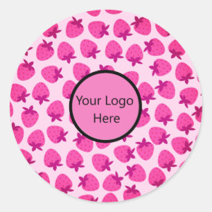 roze aardbeienveld zomerbakkerij natuur fruit ronde sticker
