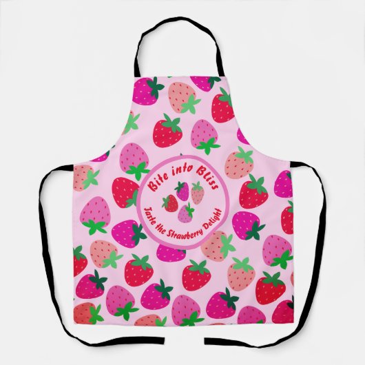 roze aardbeienveld zomerbakkerij natuur fruit schort (Voorkant)