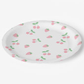  roze aardbeienvruchtenlente papieren bordje (Gekanteld)