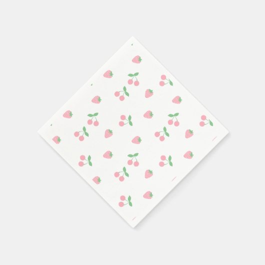  roze aardbeienvruchtenlente servet (Hoek)