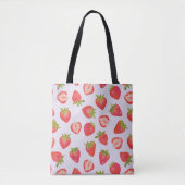 Roze aardbeimotief tote bag (Voorkant)