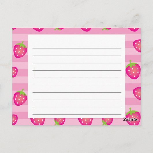 Roze aardbeirecept kaart (Achterkant)