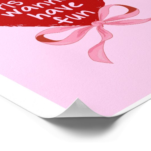 Roze Aas Van Harten Esthetische Girly Art Wall Poster (Hoek)