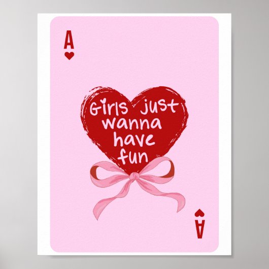 Roze Aas van Harten Esthetische Meisjesachtige Kun Poster (Voorkant)