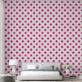Roze Aas van Schoppen Patroon Retro Chic Fancy Behang