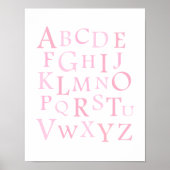 Roze ABC Nursery Typografie Print (Voorkant)