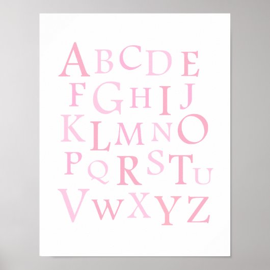 Roze ABC Nursery Typografie Print (Voorkant)