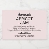 Roze Abrikoos Jam Keuken Pantry Mason Jar Canning Voedselcontainer Etiket (Enkel label)