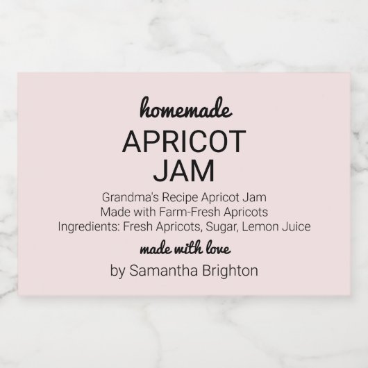 Roze Abrikoos Jam Keuken Pantry Mason Jar Canning Voedselcontainer Etiket (Enkel label)