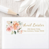Roze abrikoze Rozen Foliage Return Address Label (Insitu)