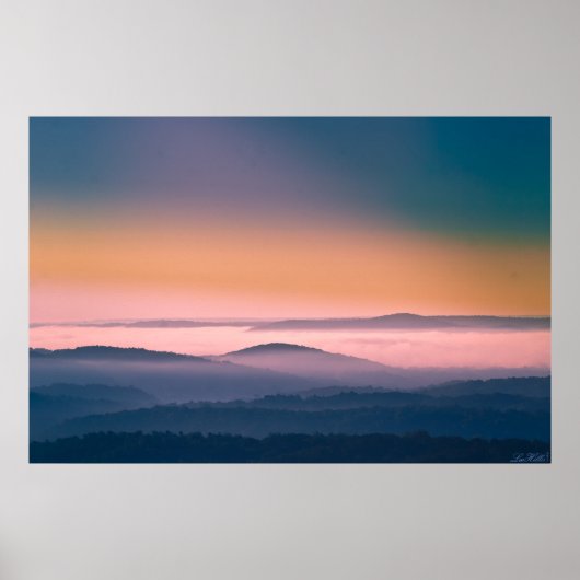 Roze Abrikozen zonnebrand boven het Ouachita Mtns- Poster (Voorkant)