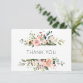 Roze abrikozenrozen & groen bedankt (Staand voorkant)