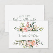 Roze abrikozenrozen & groen bedankt (Voorkant / Achterkant)