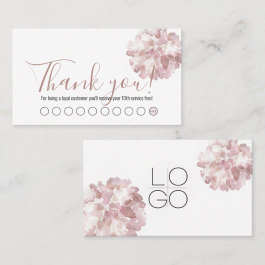 Roze Abstract Aquarel Bloemen Loyalty Kaart Visitekaartje (Voorkant / Achterkant)